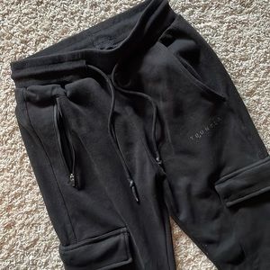 YoungLA dark black cargo joggers